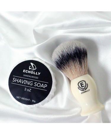Premium 4 in 1 Shaving Brush Kit for Men - Vegan Brush Sandalwood Soap Stainless Steel Bowl & Stand | Perfect Gift (Ivory White - Buy Online on GoSupps.com