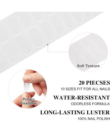 20 Stickers Semi Cured Nail Wraps Soft Self-Adhesive Gel Nail Stickers ZAHVIA Salon-Quality Gel Nail Polish Strips Manicure Stickers Set-Clear (UV/LED Lamp Required) - Buy Online on GoSupps.com
