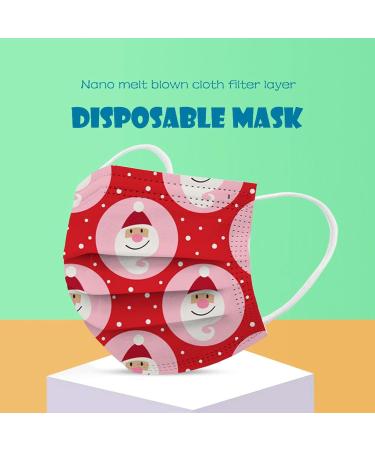 50Pcs Kids Christmas Disposable Face_Masks with Santa Elk Designs 3-Ply Breathable_Masks with Nose Wire for Holiday Party Color_i - Buy Online on GoSupps.com
