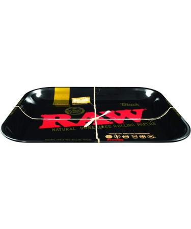RAW Black Metal Rolling Tray - Large 14''x11''x1'' | Modern Stylish Design - Buy Online on GoSupps.com