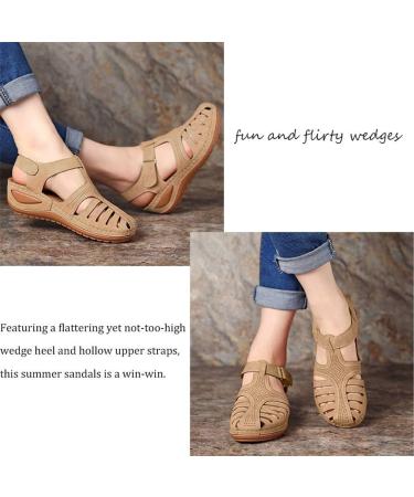 Creev Women's Summer Vintage Sandals | Comfortable Hollow Out Wedge Shoes | Retro Hook Loop Platform Footwear (EU 38-39) - Buy Online on GoSupps.com