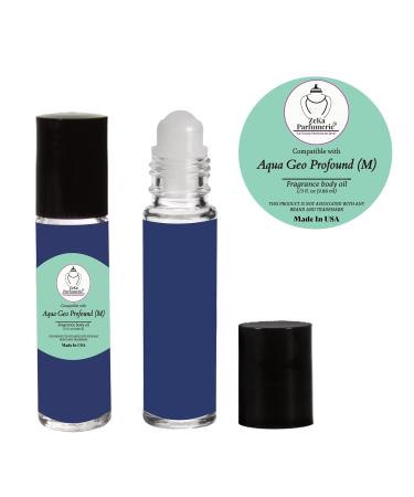 Aqua Geo Profound (M) Fresh Aquatic Aromatic & Woody Fragrance Body Oil for Men Alcohol-Free Perfume Oil Roll-On Long Lasting Made in USA 1/3 fl oz (9.86 ml) Free Economy Shipping - Buy Online on GoSupps.com