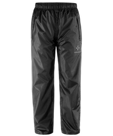 AXESQUIN Men's Rain Pants Waterproof Rain Over Pants with Pockets Lightweight Packable Windproof Outdoor Hiking Fishing Black Large