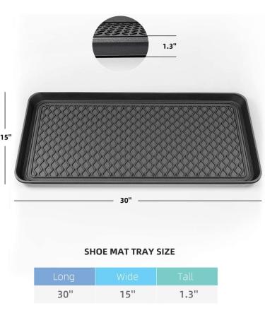 Vramy Set of 2 Black Boot Trays - All Weather Heavy Duty Shoe & Pet Feeding Mat - Indoor/Outdoor - 30 x 15 x 1.2 - Buy Online on GoSupps.com