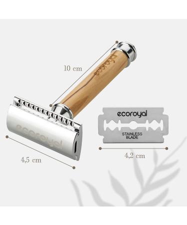 Ecoroyal Olive Wood Razor Plane for Men & Women | Plastic-Free Wet Razor with 10 Blades | Eco-Friendly Zero Waste Safety Razor - Buy Online on GoSupps.com