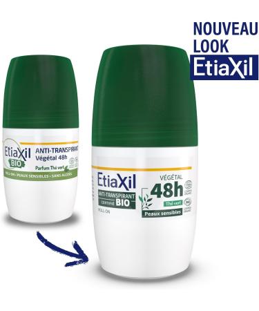 ETIAXIL - Plant-Based Antiperspirant Deodorant - Moderate Perspiration - Certified Organic - Armpits - 48h - Green Tea Scent - Roll On - 50 ml - Buy Online on GoSupps.com