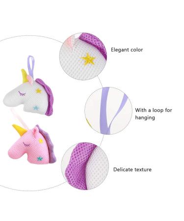 Minkissy 2pcs Unicorn Bath Shower Sponge | Eco-Friendly Exfoliating Pouf Loofahs | Mesh Brush Bath Shower Ball for Skin Exfoliation and Cleansing - Buy Online on GoSupps.com