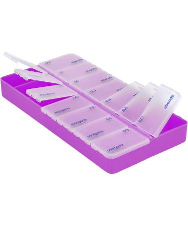 COM-FOUR 2x Drug Doser - 7-Day Medication Box with 2 Compartments - Pill Organizer - 02 Pieces - Purple/Green - Buy Online on GoSupps.com