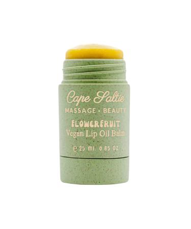 Cape Saltie Massage Beauty Flowerfruit Vegan Oil Lip Balm in "Peppermint Tea" Peppermint Earl Grey (0.85 oz Jumbo Size Clear Balm) | Nourish Hydrate Moisturize | Infused with Natural Fruit Oil