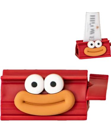 Rolling Toothpaste Squeezer - Cute Smiling Face Tube Squeezer Tool Manual Toothpaste Dispenser Toothpaste Holder Squeezer for Bathroom Restroom Red - Buy Online on GoSupps.com