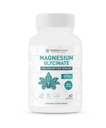 Advanced Magnesium Glycinate Capsules 425mg per Serving 100% Chelated 30 Servings  Made in USA  1 Month