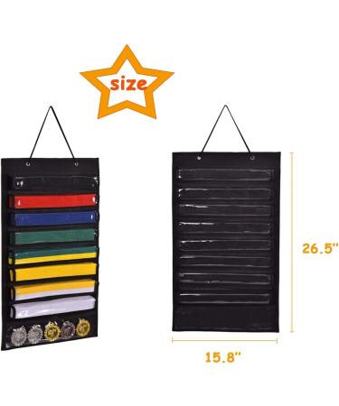 Karate Martial Arts Belts Storage Organizer - Holds 8 Belts & 5 Medals | Durable Black Taekwondo Belt Display - Buy Online on GoSupps.com