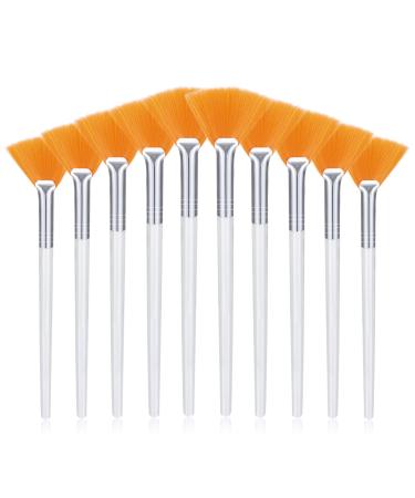 10 Pieces Mask Brushes Fan Shaped Brushes Soft Facial Applicator Brush Face Makeup Brush with Clear Plastic Handle for Mud Mask Cream