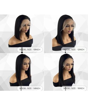 Bob Wig Human Hair Straight Lace Front 10 Pre Plucked 13x4 HD Frontal Glueless 180% Density - Natural Color for Black Women - Buy Online on GoSupps.com