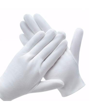 3 Pairs White Cotton Gloves, Coyaho White Gloves for Inspection Photo Jewelry Silver Coin Archive Serving Costume, Cotton Gloves for Dry Hands Women Men Eczema Moisturizing SPA