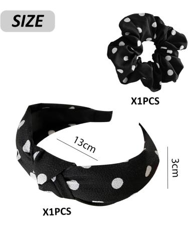 1 Headband 1 Hair Tie Rock Headband Black Headband Polka Dot Headband Women's Rock Hair Accessories Rock Accessories Cross-Knot Headband Women's Polka Dot Headband - Buy Online on GoSupps.com