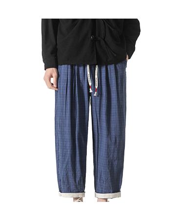 CEWIFO Comfortable Business Pants Men Light Loose 3/4 Shorts Cordelstrokes Elastic Waist Avoid Leg Casual Beach Yoga Pants Elegant Men Cargohoses For Men's Cotton A2-Blau 5xl