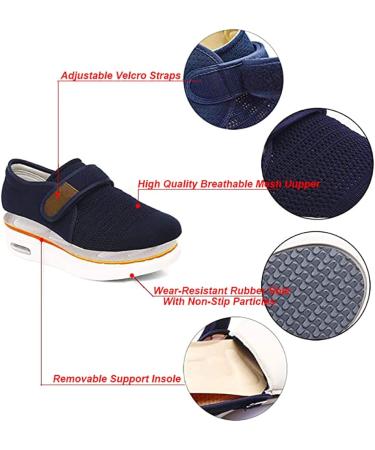 EKSED Quiteyan Diabetic Slippers for Women - Anti-Slip Breathable House Shoes - Blue Size 12 - Buy Online on GoSupps.com