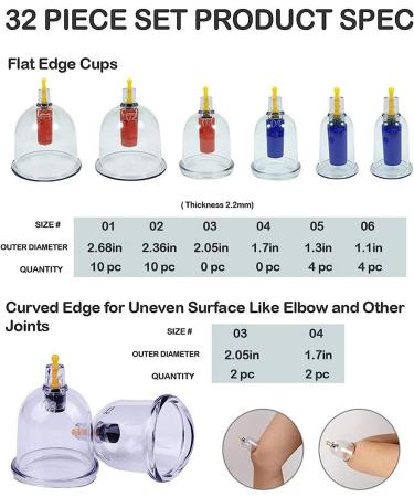 chinese extractor treatment set 32 cups vacuum air suction cup professional body massage extractor set physical therapy - Buy Online on GoSupps.com