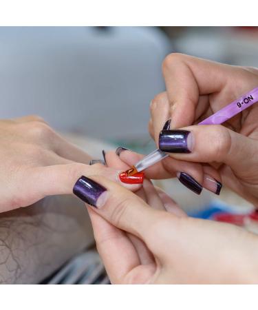 TRIXES 7PC UV Gel Acrylic Nail Brush Set - Assorted Nail Art & Builder Brushes - Accurate Professional Salon Painting Tools - Marbled Purple Pink - Buy Online on GoSupps.com