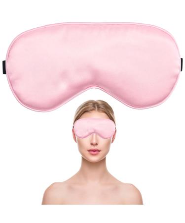 Pink Sleep Mask for Women Adjustable Satin Eye Mask for Sleeping Silk Blindfold for Adult Play 1 PC Blank Pink