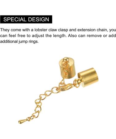 10Sets 9mm Gold Tone Leather Cord End Caps with Lobster Clasps & Extender Chain for DIY Bracelets - Buy Online on GoSupps.com