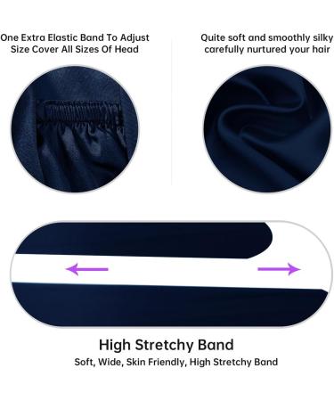 Bonnet Queen Satin Silk Sleeping Cap - Adjustable Night Hair Care for Curly Long Hair | Breathable & Smooth in Navy - Mr. Bonnarhauben - Buy Online on GoSupps.com