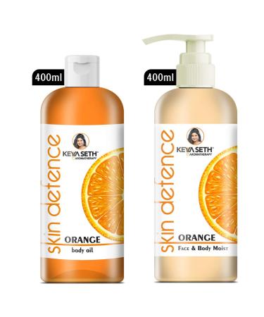 Keya Seth Aromatherapy Complete Winter Skin Care Combo Enriched with Vitamin C Skin Defence Orange Body oil 400ml + Orange Face & Body Moisturizer 400ml - Buy Online on GoSupps.com
