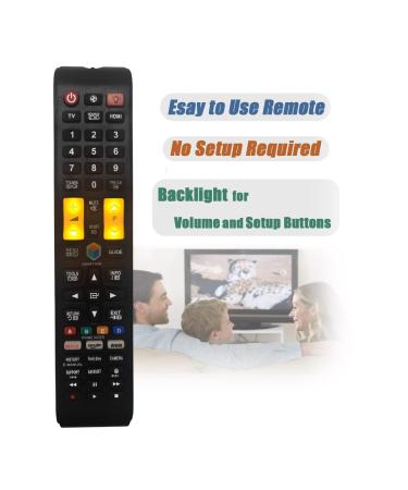Universal Remote Control for All Samsung TV (No Setup Required, Backlight for Volume and Setup Buttons) with Buttons for Netflix, Prime Video, Smart Hub