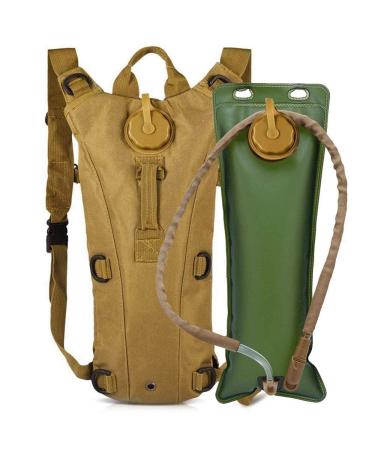 ATBP Military 3L Hydration Pack Reservoir Water Bladder Daypack Camel Backpack Hydration Pack with Water Bladder,Lightweight,BPA Free,for Running Cycling Hiking Brown Tan