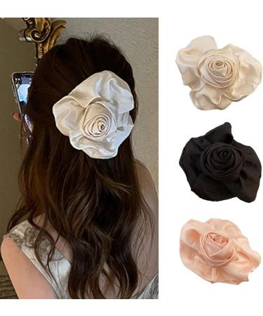 hgnxa Fabric Rose Flower Hair Claw Clip for Wedding Vintage Banana Barrettes n-Slip Jaw Clip Bride Hair Claw Ponytail Holder Pink - Buy Online on GoSupps.com