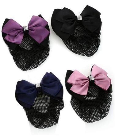 Women Hair Clip Hair Bun Cover Barrettes Net Snood Hairnet Lace Bow Decor Hair Clip Hairnet - Buy Online on GoSupps.com