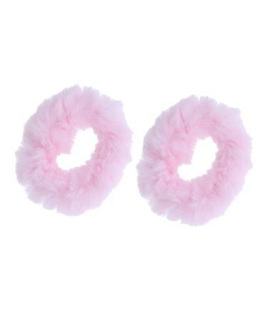 Small Fuzzy Fur Scrunchies Furry Pony Holder - Set of 2 - Light Pink
