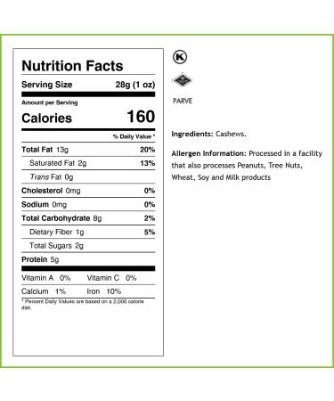 Oh! Nuts Dry Roasted Unsalted Cashews - 2 lb Bulk Bag | All-Natural Protein Keto Snacks | Fresh & Healthy, No Additives, Salt, or Oil | Low Sodium, Vegan & Gluten-Free - Buy Online on GoSupps.com