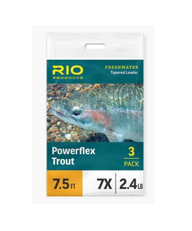 Rio Powerflex Trout Fly Fishing Leaders, 7.5 Foot - 6 Pack 7.5ft - 3X - 6 Pack
