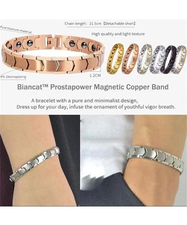 Biancat Prostapower Magnetic Copper Band Adjustable Length Simple and Fashionable Quantum Magnetic Bracelet (silver) - Buy Online on GoSupps.com