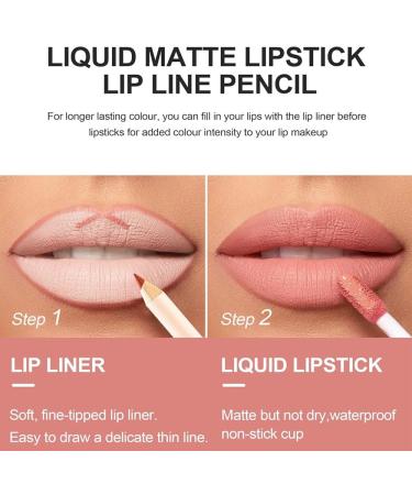 Matte Nude Lip Liner and Lipstick Makeup Set Matte Liquid Lipstick/Nude Lip Stain High Pigment Lipstick & Lipliner Pencil for Women Smooth Lip Color (05) - Buy Online on GoSupps.com
