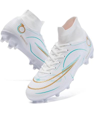 Mens Soccer Cleats Football Boots - Professional Training Turf Shoes for Indoor & Outdoor Sports - White, Size 10 - Buy Online on GoSupps.com