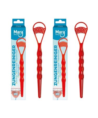 2x tongue scraps for tongue cleaning (2 in 1) i combat professional tongue brush to base smell i quickly and easily remove tongue covering i increase oral hygiene and relieve the intestine (red)