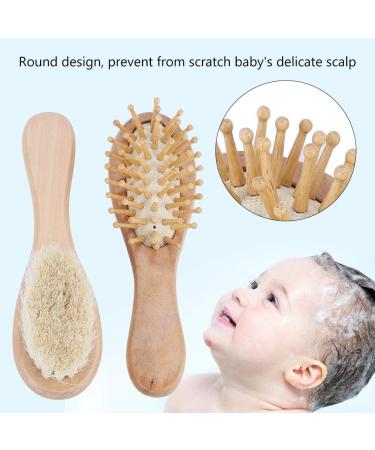 Sluffs Baby Wooden Hair Brush and Comb Set with Goat Hair Bristles - for Newborns and Toddlers - Buy Online on GoSupps.com