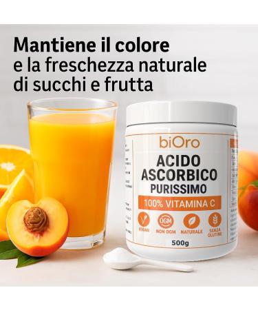Acide Ascorbique Purissimo 500g | 100% Vitamine C en Poudre Alimentaire (E300) | V g talien Naturel Sans Gluten et Sans OGM | Antioxydant et Conservateur Alimentaire - Buy Online on GoSupps.com