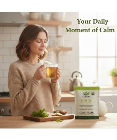 Herbay Harmony Organic Detox Tea Caffeine-Free Herbal Cleanse for Bloating Relief, Digestive Tea & Natural Body Detox, Organic Herbal Blend with Ginger, Chamomile & Papaya (4 Pack (4 Week Detox Kit) - Buy Online on GoSupps.com