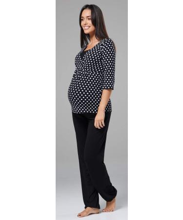 Zeta Ville Maternity Breastfeeding Pyjamas - Black With Stars - Size 8 - Pregnancy Nightwear - Buy Online on GoSupps.com