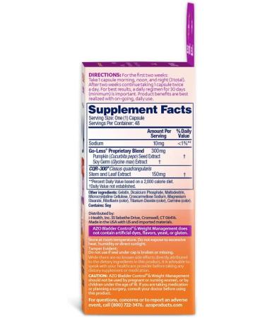Azo Bladder Control with Go-Less & Weight Management - 48 Capsules for Optimal Urinary Health - Buy Online on GoSupps.com