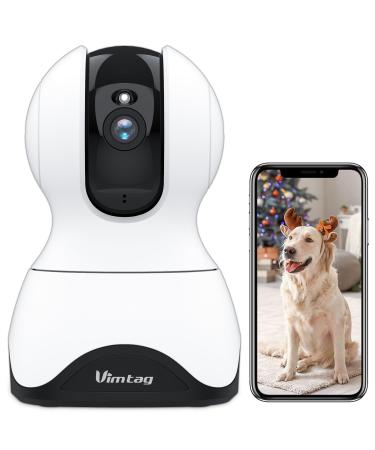 Vimtag Indoor Pet Camera 2.5K HD Dog Cameras with Phone App 360 Pan/Tilt Two-Way Audio Motion Tracking Night Vision Cloud/Local Recording Cameras House Security for Pets and Kids 2.5k/4mp White