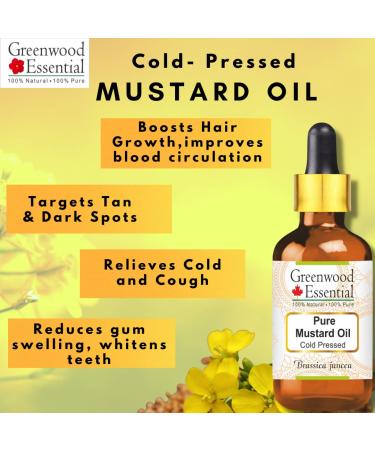 Buy Pure Natural Mustard Oil | Greenwood Essential 15ml Cold-Pressed Brassica Juncea with Glass Dropper - Therapeutic Quality - Buy Online on GoSupps.com