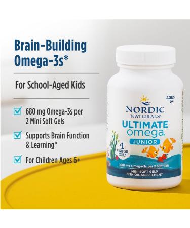 Nordic Naturals Ultimate Omega Jr Strawberry Soft Gels - 120 Mini - Brain Health & Mood Support - Non-GMO - 680 Omega-3s EPA & DHA - 60 Servings - Buy Online on GoSupps.com