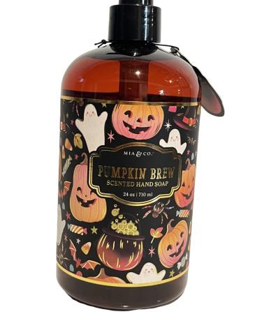 Pumpkin Brew Halloween Scented Hand Soap 710ml/24 oz Black Bottle with Ghost and Jack-o'-lantern Design
