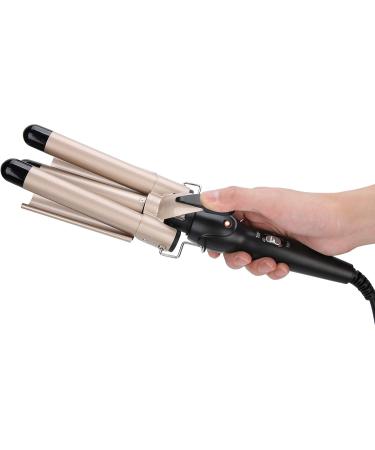Electric Hair Waver Fast Heating 3 Barrel Curling Iron Wand Adjustable Hair Curler Waver Crimper Hair Styling Tool Hair Curling Wand (Gold 22mm) - Buy Online on GoSupps.com