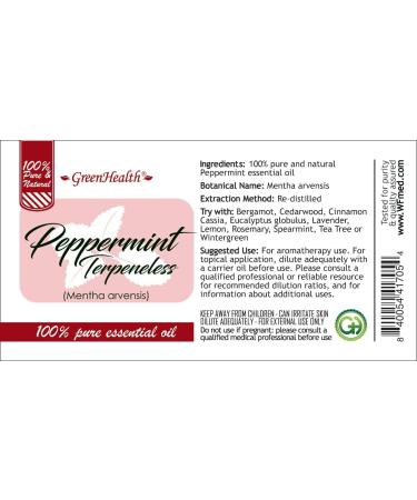32 fl oz - Peppermint Essential Oil (Terpeneless) 100% Pure - Aluminum Bottle - GreenHealth - Buy Online on GoSupps.com